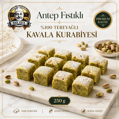 Tereyağlı Antep Fıstıklı Kavala Kurabiyesi 250g