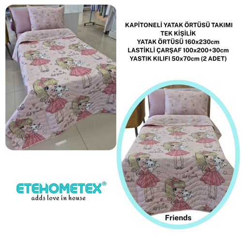 ETEHOMETEX Pamuklu Kapitoneli Yatak Örtüsü TAKIMI