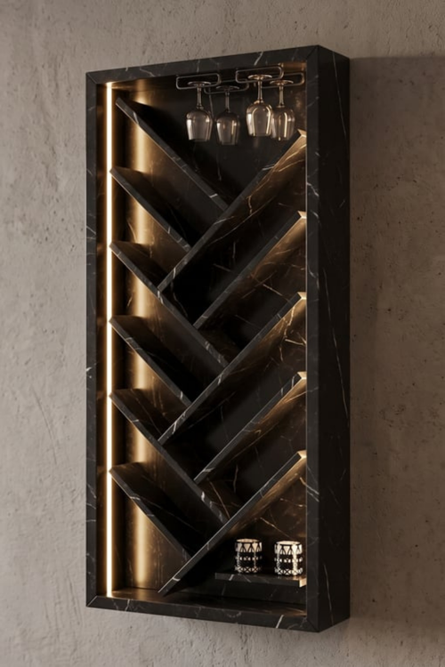 Tepee Şişelik ve Şaraplık Royal Siyah 70 cm