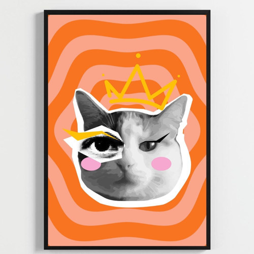 Cool Cat | Renkli Genç Odası Duvar Dekorasyonu | Eğlenceli Kedi Ve Peace Temalı Estetik Tablo | 3'Lü Set A2 Çerçev
