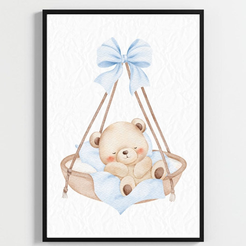 "Besay Mavi Düşler | ""Baby"" Küp Temalı Çocuk Odası Dekorasyonu | Yeni Doğan Erkek Bebek Hediyesi Poster | 3'Lü Set A2