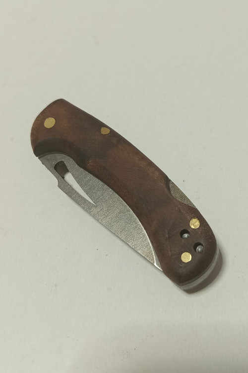 Terra 4034 Çelik Ahşap Kabzalı Sırttan Kilitli Çakı (15 cm)
