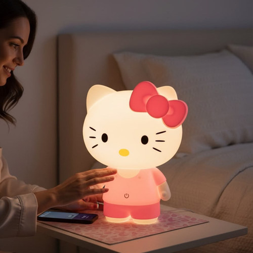 Hello Kitty LED Gece Lambası Şarjlı Silikon Dokunmatik Masa Lambası Çocuk Odası İçin