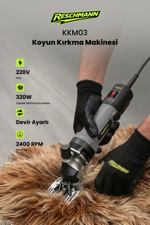 R-Kkm03(Gri) Profesyonel Koyun Kırkma Makinesi (320W - 2400 Rpm)