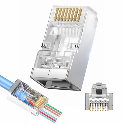 PrimeX PX-660M6 Cat6 Metal RJ45 Jack UTP Konnektör 100'lü Paket, Yeni Nesil Ağ Kablosu Ucu Ethernet