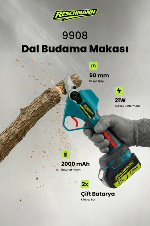 R-9908 Profesyonel Şarjlı Dal Budama Makası (21V / 50Mm)