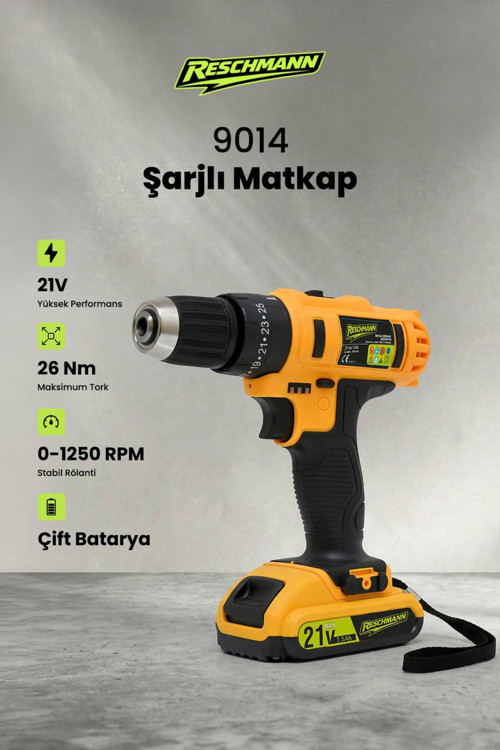 Res-9014 Profesyonel Şarjlı Matkap (21V - 26 Nm)