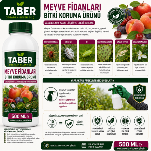 Meyve Ağaçları Bitki Bakım Ürünü 500 ML Konsantre | Meyve Ağaçları İçin Yapraktan Uygulama