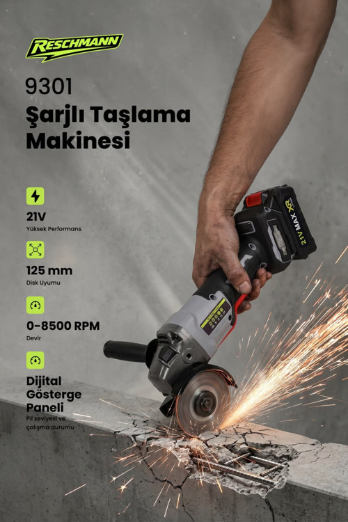Res-9301 Profesyonel Akülü Köşe Taşlama (21V - 125Mm - Brushless)