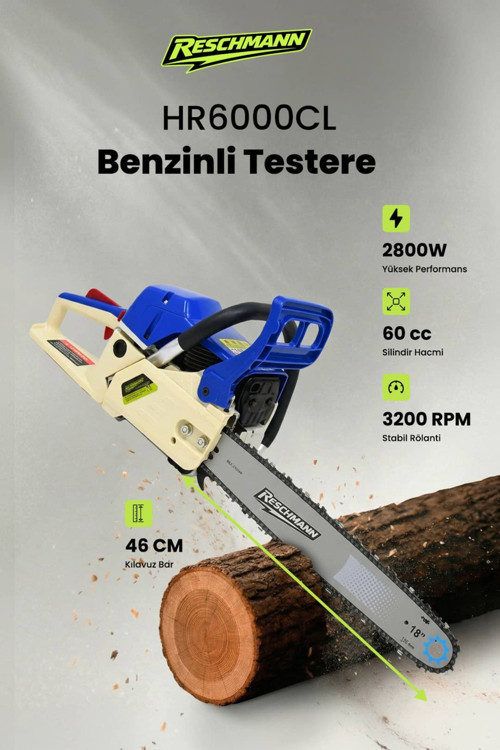 Res-Hr6000Cl Profesyonel Benzinli Zincirli Testere (60Cc / 46Cm)