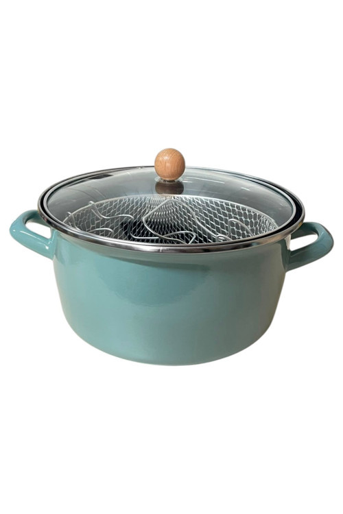 Lüks Emaye Kızartma Tenceresi 22 cm Yeşil
