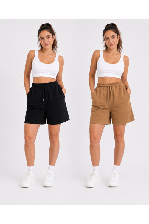 2'Li Set Oversize Belden Bağlamalı Cepli Şort 45 CM (ERKEK İÇİN 1 BEDEN BÜYÜK TERCİH EDİNİZ)