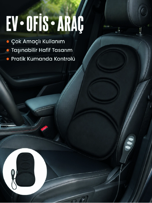 zentya4516 Mey İthalat® Sırt ve Bel Masaj Minderi Motorlu, Kademeli Şiddet Ayarlı Masaj Koltuğ