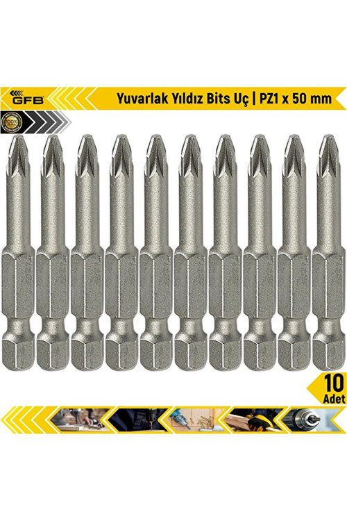 2512 Yuvarlak Pozi Yıldız Bits Uç PZ1 x 50 mm - 10 Adet