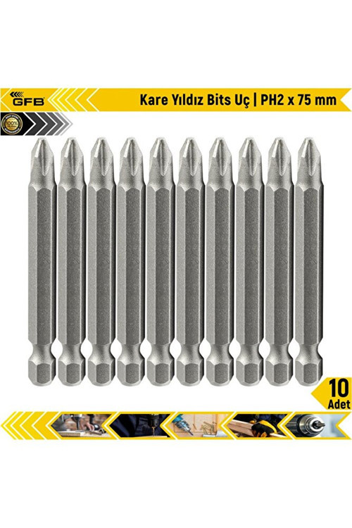 5207 Kare Yıldız Bits Uç Ph2 x 75 mm - 10 Adet