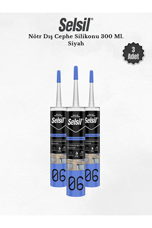 Nötr Dış Cephe Silikonu Siyah 300 Ml. 3 Adet