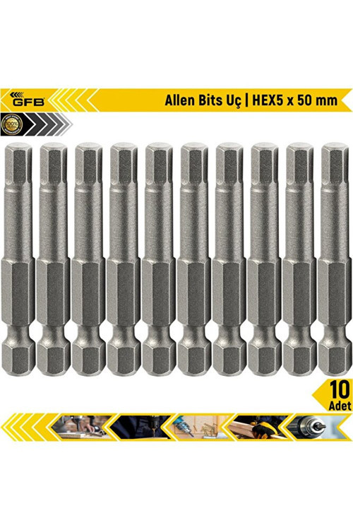 2482 Standart Hex Allen Bits Uç 5 x 50 mm - 10 Adet
