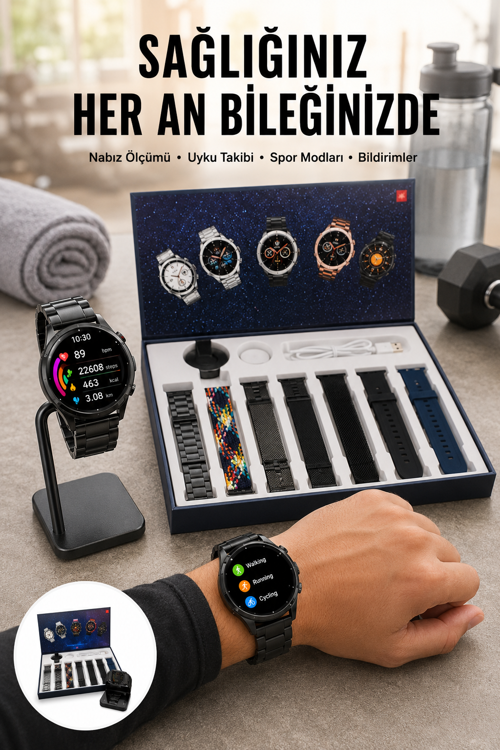 uygun Yeni Nesil Akıllı Saat 2024 Model Uyku ve Sağlık Takibi Bluetooth Bağlantılı Yeni Nesil