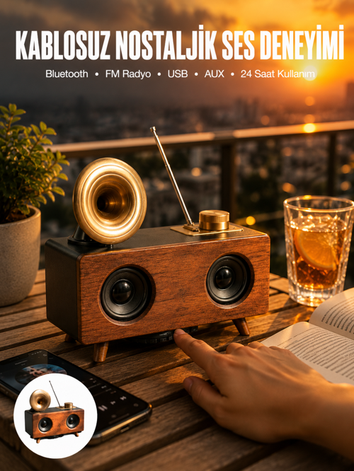 uygun Nostaljik Radyo Bluetooth Bağlantılı Şarjlı Yüksek Ses Kaliteli Yeni Nesil popüler