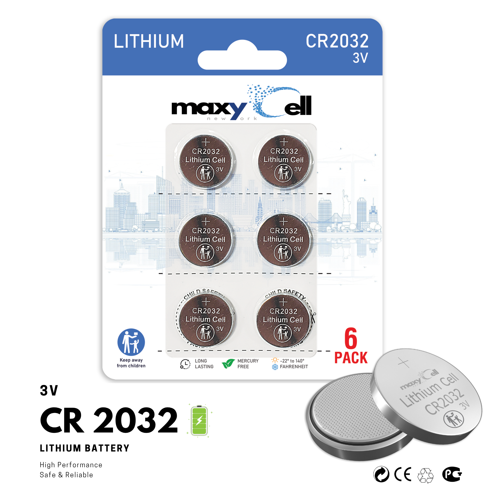 Maxycell 6 Adet Cr2032, Lithium 2032 Dl 2032 3v - Uzun Ömürlü, Yüksek Kalite