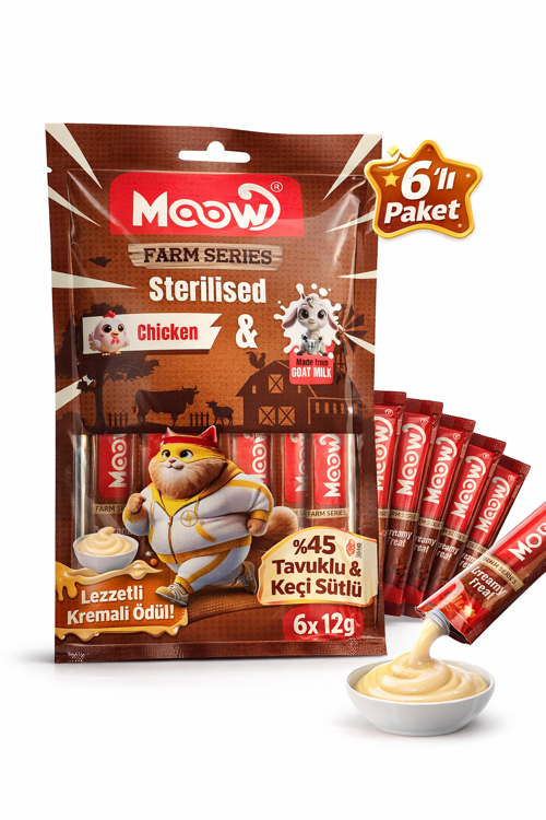 Tavuklu Keçi Sütlü 12gr x 6 Adet Kedi Krema Ödülü