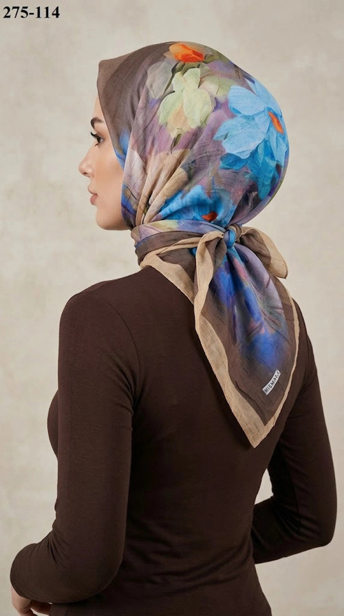 scarf Desenli Bambu Kraş Pamuk Eşarp 275-114
