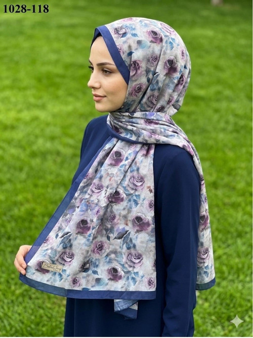 Scarf Bambu Kraş Pamuk Şal (Gece Mavisi ) 1028-118