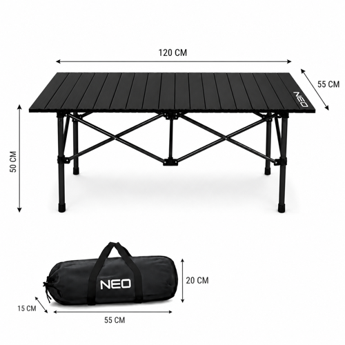 Neo Trail Katlanabilir Premium Kamp Masası | Kompakt Tasarım, 120X55 4 Kişilik Masa, Taşıma Çantalı, Kolay Kurulum