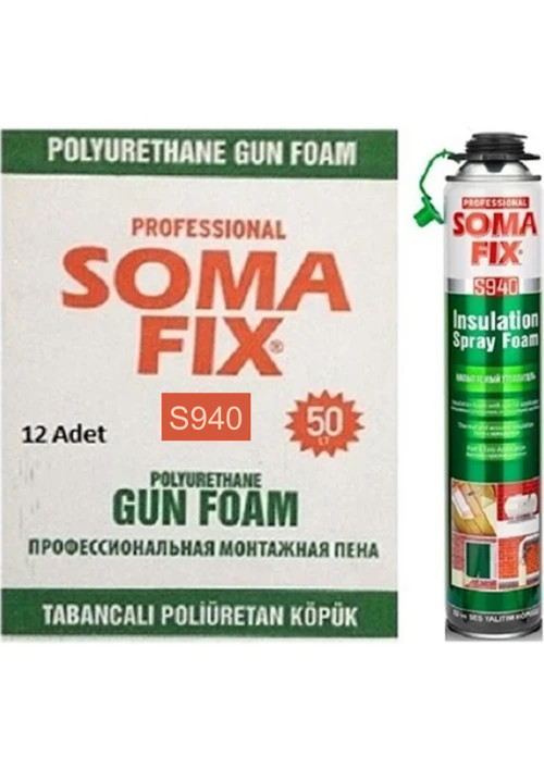 12 Adet 850 ml Tabancalı Isı Ses Yalıtım Poliüretan Köpük S940