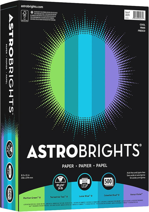 Astrobrights Renkli Kağıt - "Cool" Çeşitlilik, 24 lb Bond Ağırlığı, 8,5 x 11, Çeşitli So�