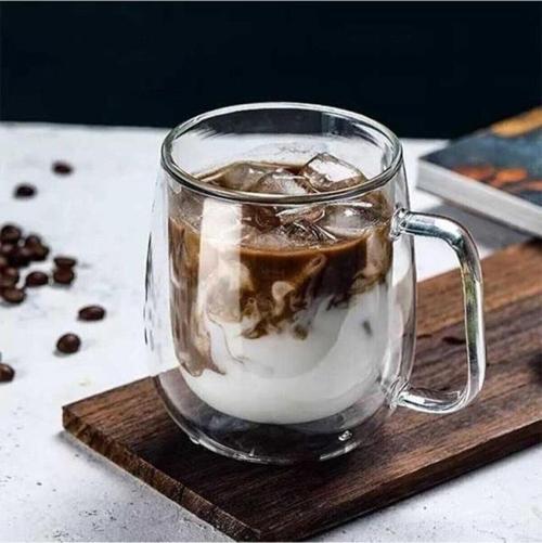2 Adet 250 ML Çift Cidarlı Isı Yalıtımlı Kulplu Cam Şeffaf Kupa MIT1009