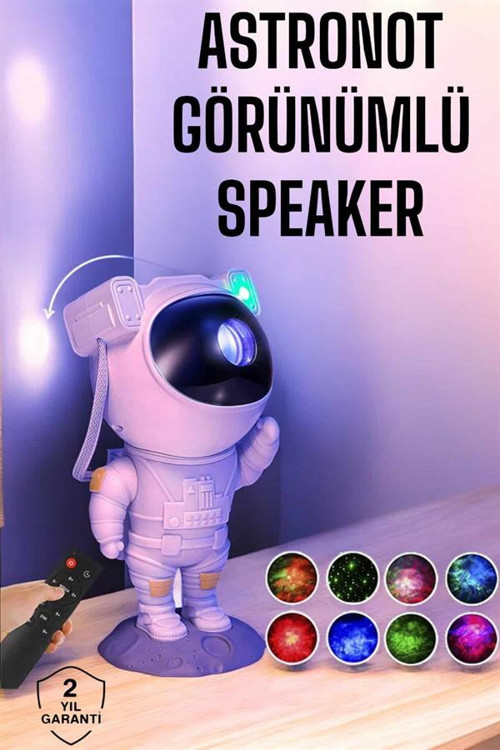 tekno Astronot Bluetooth Hoparlör Gökyüzü Projektör Gece Lambası 2026