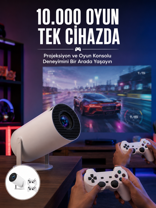 tekno Projeksiyon Cihazı Video Oyun Konsolu 8 GB Hafıza LCD Ekran Kumandalı Yeni Nesil 2026