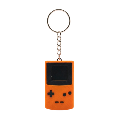 3D Baskı Turuncu Retro Oyun Konsolu (Gameboy) Anahtarlık - Canlı Renkli Oyuncu (Gamer) Aksesuarı