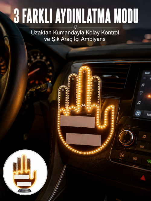 tekno Uzaktan Kumandalı El Orta Parmak Led Araç Camına Özel Yeni Nesil 2026
