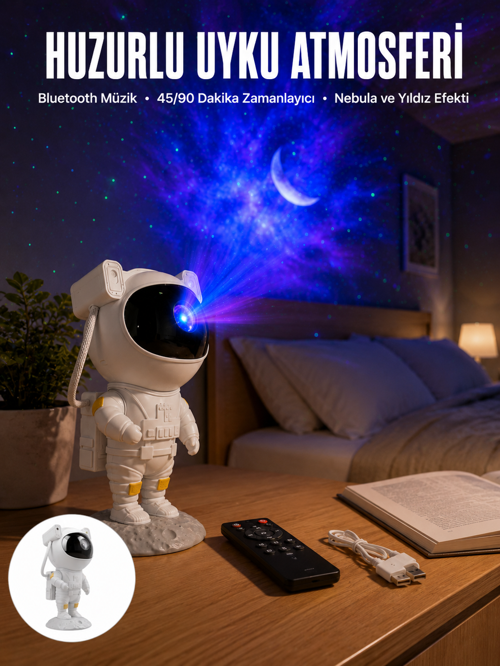 tekno Astronot Görünümlü Projeksiyon Speaker Taşınabilir 2026