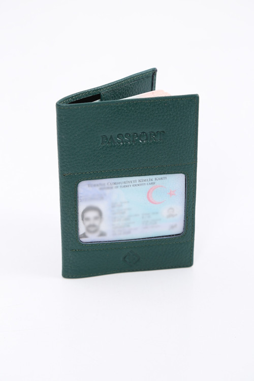 World Hakiki Deri Kimlik Bölümlü El Yapımı Pasaportluk