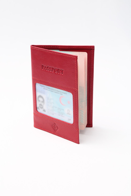 World Hakiki Deri Kimlik Bölümlü El Yapımı Pasaportluk