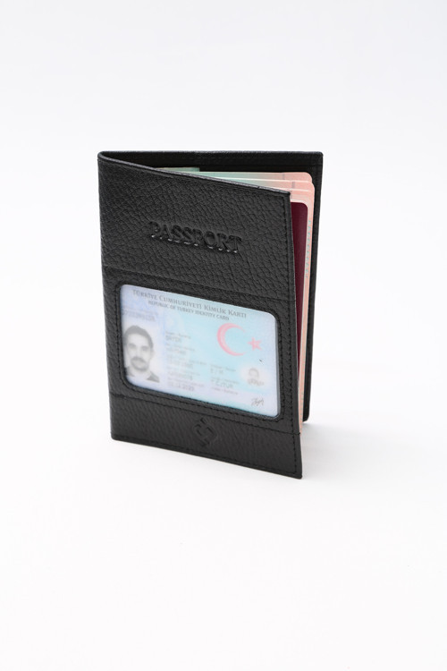 World Hakiki Deri Kimlik Bölümlü El Yapımı Pasaportluk