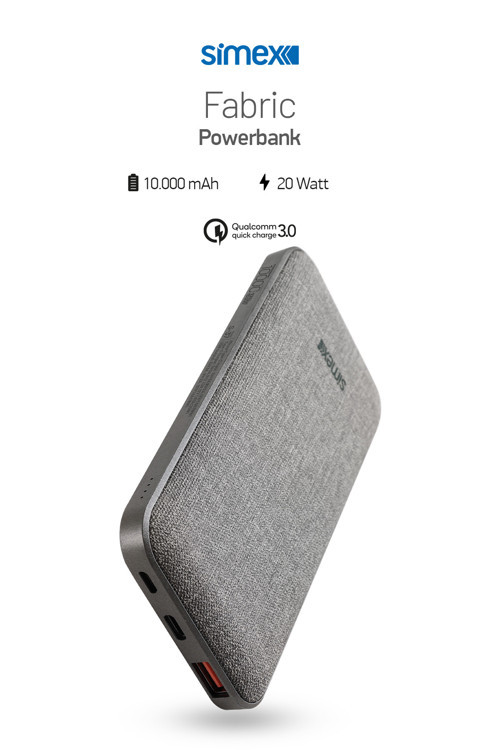 10.000 mAh Powerbank – Özel Kumaş Kaplama, 20W Hızlı Şarj Powerbank S-37
