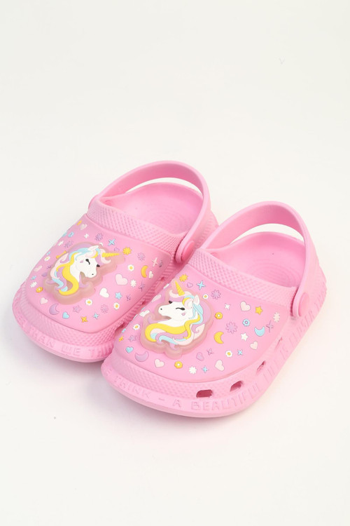 Kız Çocuk Pembe Işıklı Unicorn Sabo Terlik Sandalet