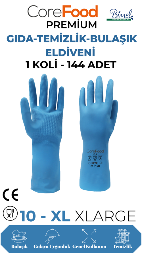 FL3 PREMİUM GIDA-TEMİZLİK-BULAŞIK ELDİVENİ XL - 1 Koli - 144 Adet