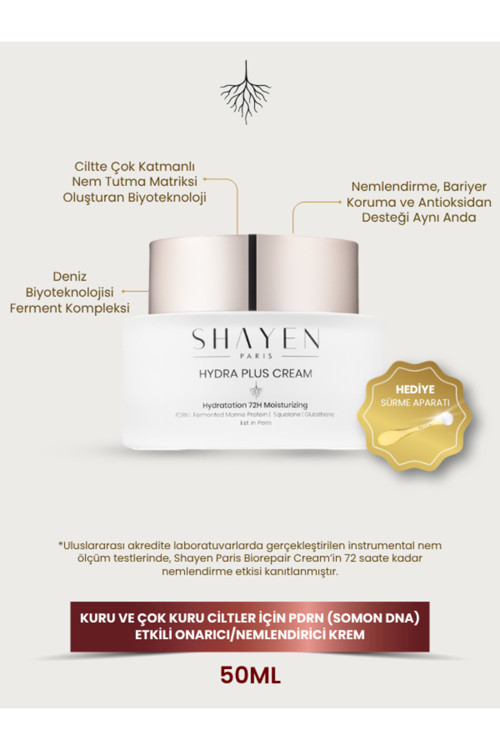 HYDRA PLUS CREAM 72H -Karma Kuru Çok Kuru Ciltler İçin 72 Saat Etkili Yüz Kremi - Somon DNA Yoğun Onarıcı ve 50 ml