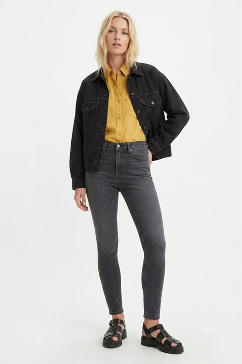 721 Yüksel Bel Skinny Fit dar paça ince esnek kumaş Kadın Jean Pantolon füme gri -0598