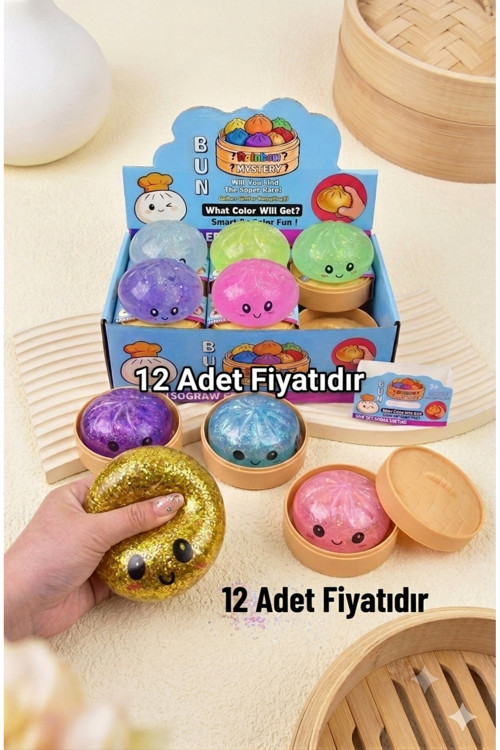 Çin Mantısı Büyük Boy Simli 12 Adet Squishy Dumpling