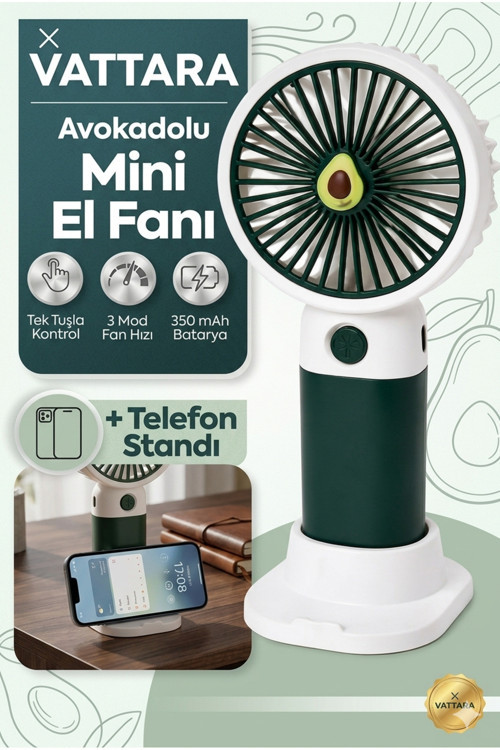 Mini El Fanı Usb Şarjlı 3 Kademe Taşınabilir Vantilatör Masaüstü Telefon Tutuculu Meyve Temalı