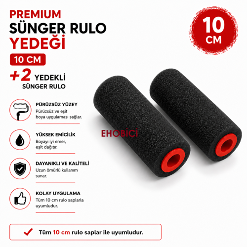 Premium Sünger Rulo Yedeği 10CM 2'li Yedek Sünger