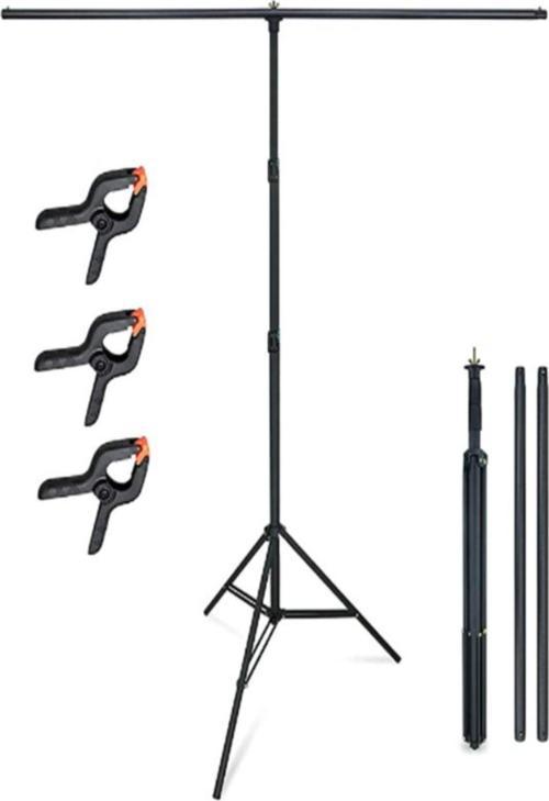 Tek Ebat Fon Standı (1.5X2 M)+ 3 Adet Fon Mandalı Dijital Fotoğraf Çerçeveleri Siyah