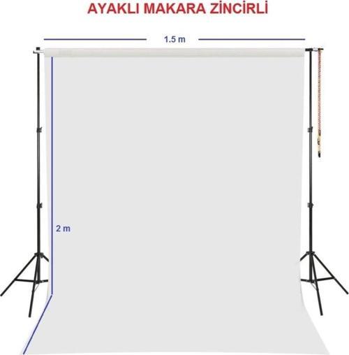 White Screen Beyaz Fon Perde (1.5X2M) Ayaklı Makara Zincirli