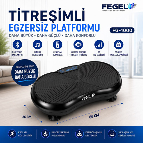 FG-1000 Bluetooth Hoparlörlü Uzaktan Kumandalı Direnç Bantlı Titreşimli Egzersiz Aleti
